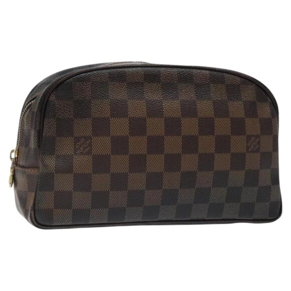 LOUIS VUITTON Damier Ebene Trousse Toilette 25 Clutch Bag N47624 LV Auth BD2155 - Picture 1 of 16